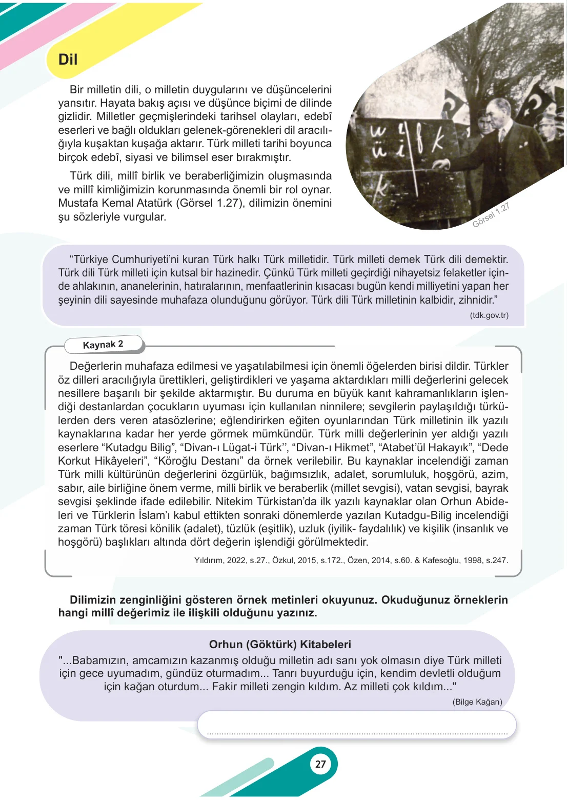 6. Sınıf Sosyal Bilgiler Ders Kitabı Cevapları Meb Yayınları 1. Kitap Sayfa 27