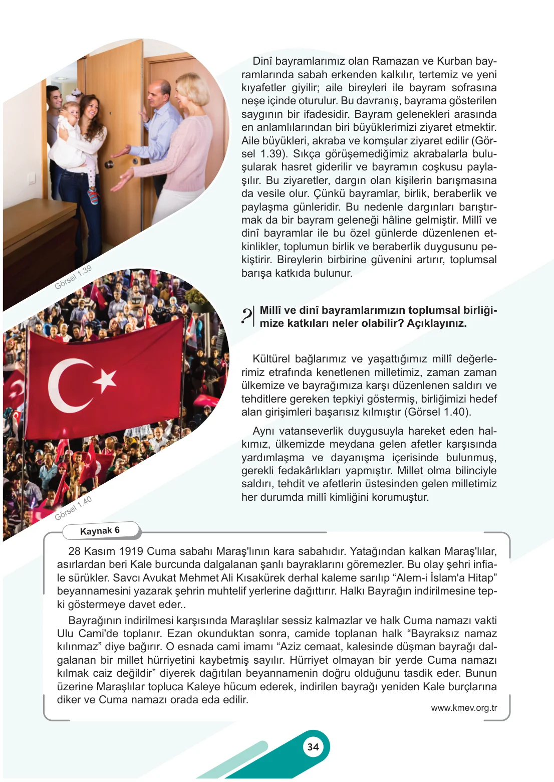 6. Sınıf Sosyal Bilgiler Ders Kitabı Cevapları Meb Yayınları 1. Kitap Sayfa 34