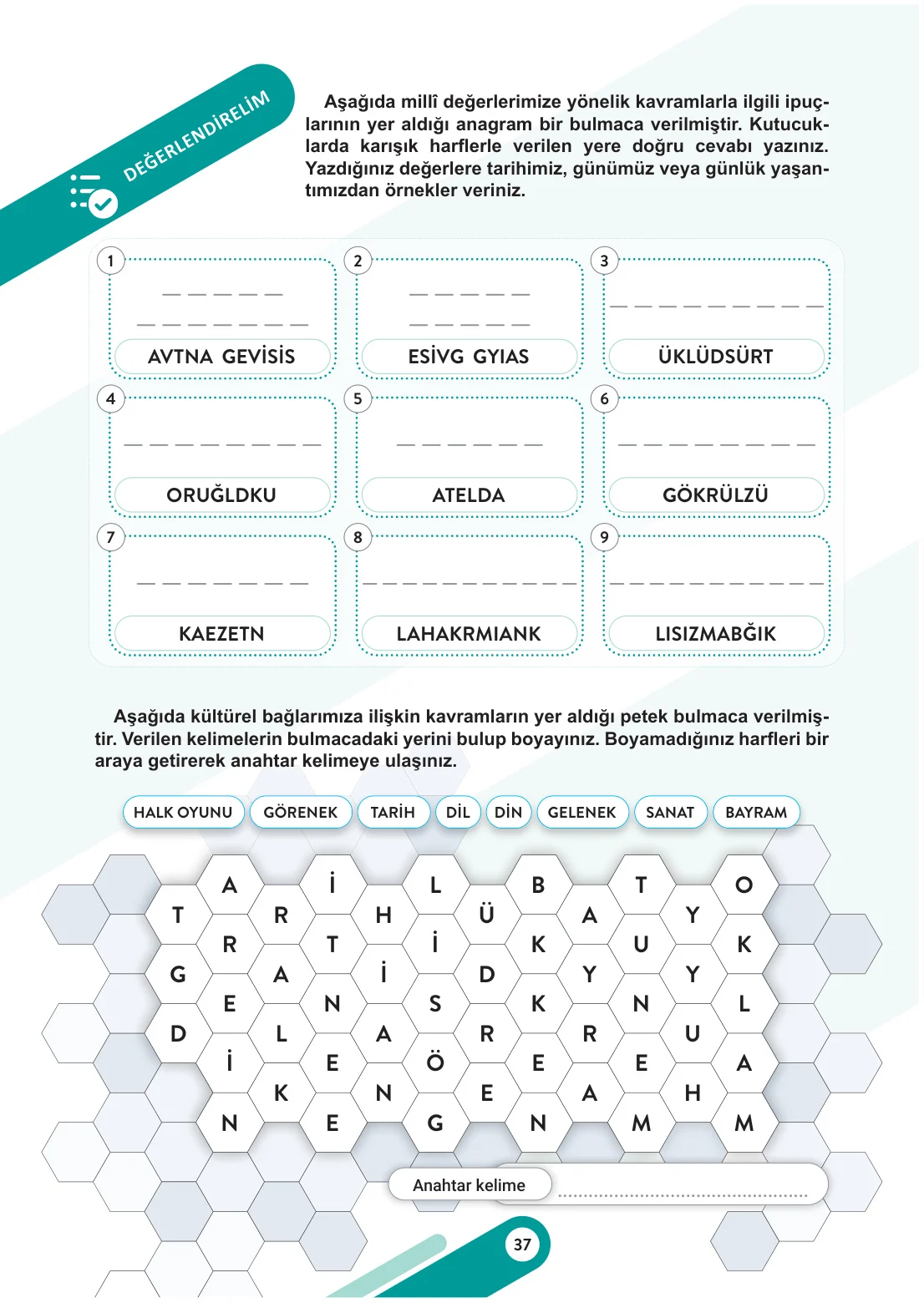 6. Sınıf Sosyal Bilgiler Ders Kitabı Cevapları Meb Yayınları 1. Kitap Sayfa 37