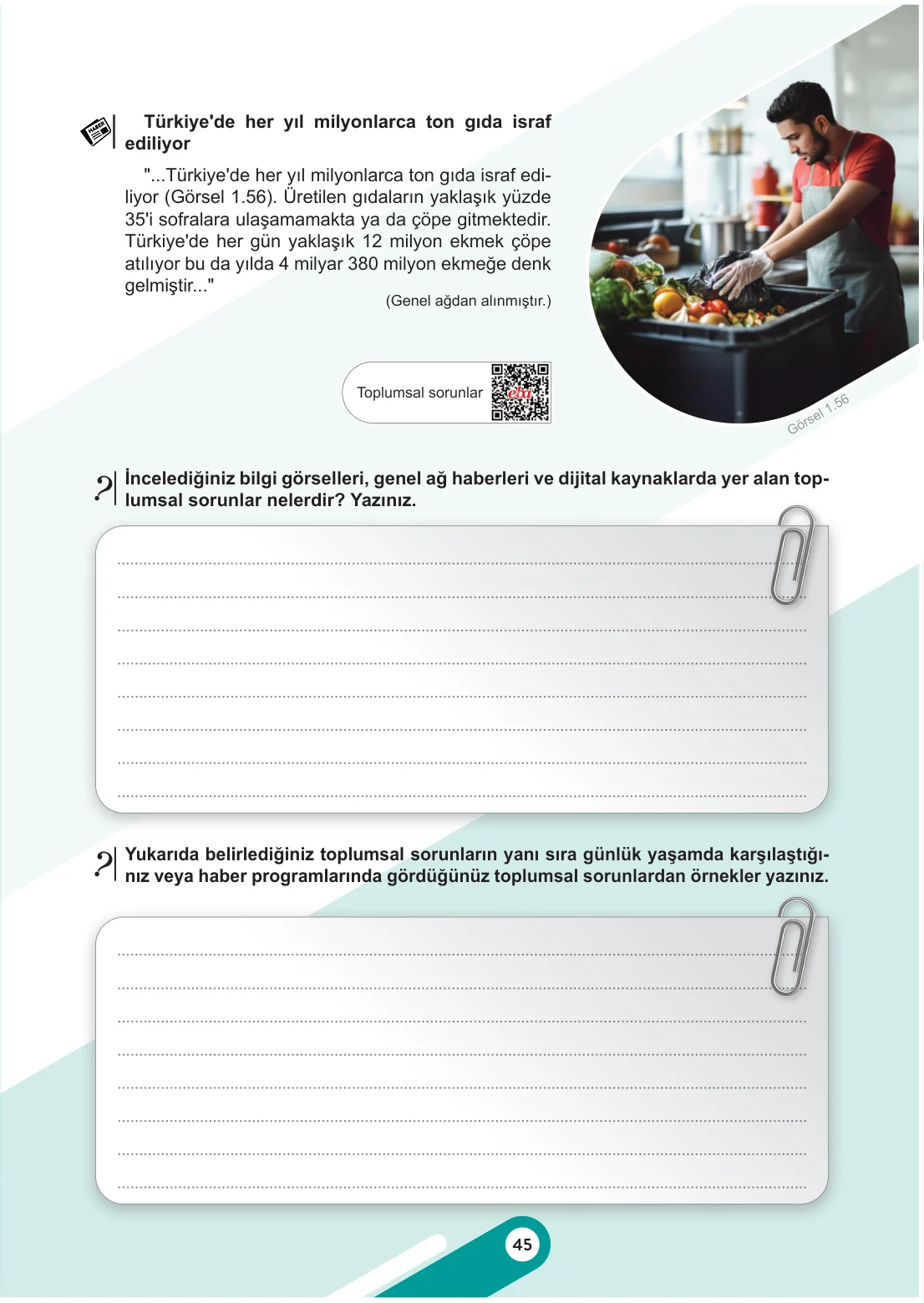 6. Sınıf Sosyal Bilgiler Ders Kitabı Cevapları Meb Yayınları 1. Kitap Sayfa 45