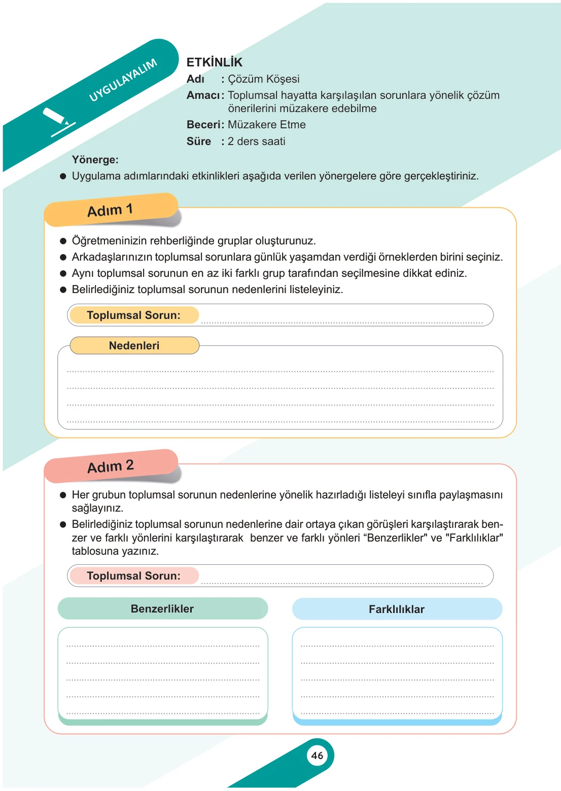 6. Sınıf Sosyal Bilgiler Ders Kitabı Cevapları Meb Yayınları 1. Kitap Sayfa 46