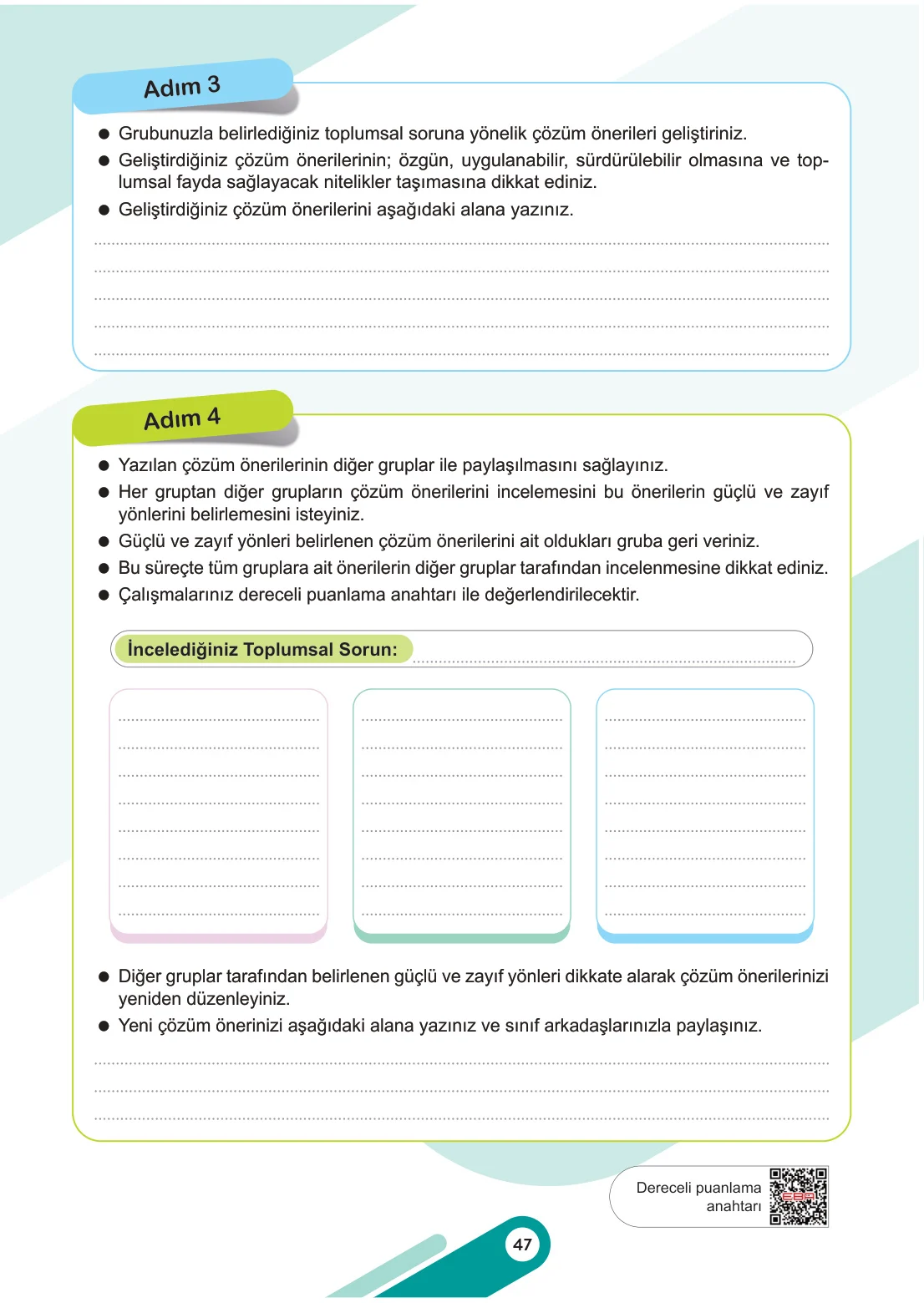 6. Sınıf Sosyal Bilgiler Ders Kitabı Cevapları Meb Yayınları 1. Kitap Sayfa 47