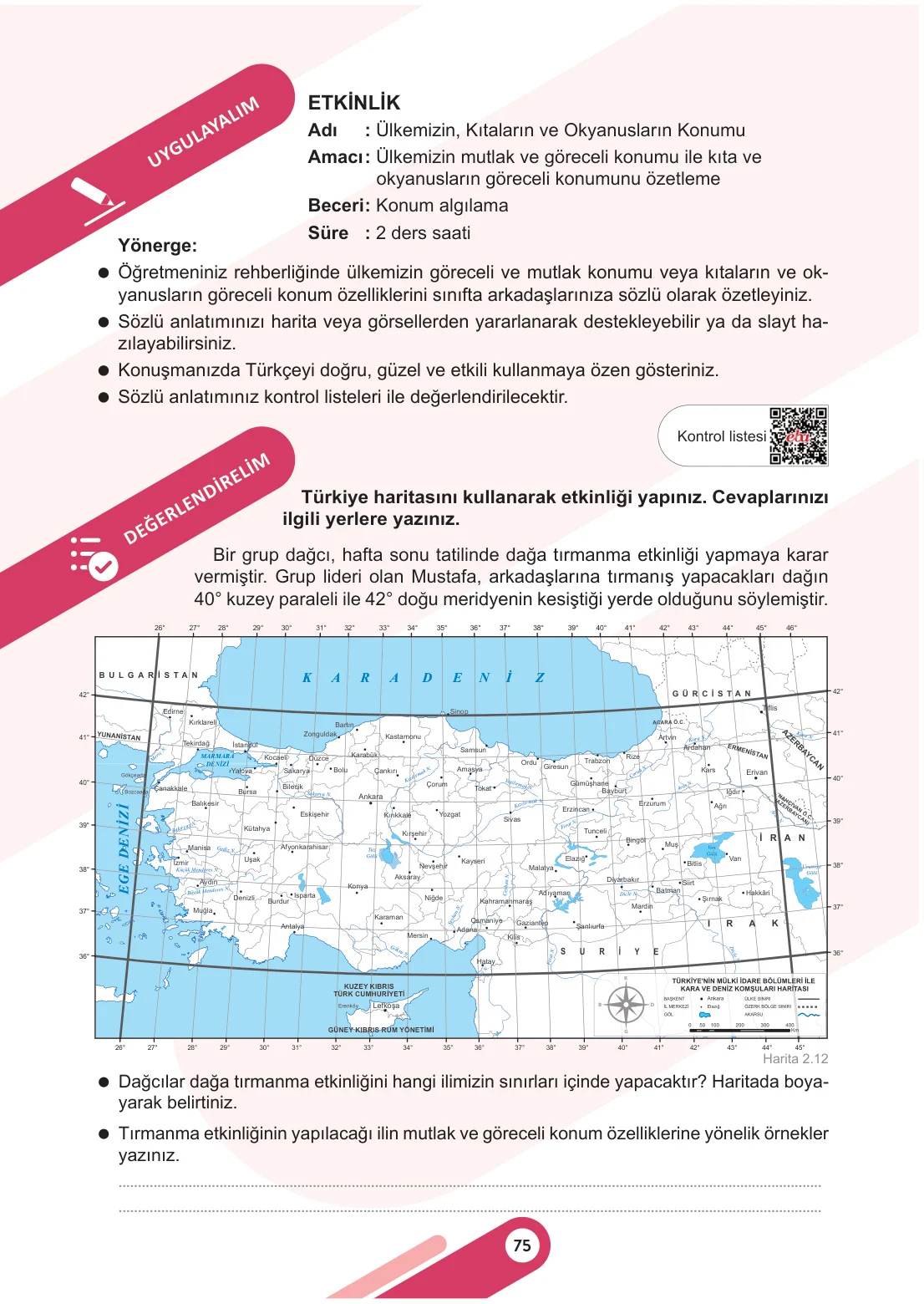 6. Sınıf Sosyal Bilgiler Ders Kitabı Cevapları Meb Yayınları 1. Kitap Sayfa 75