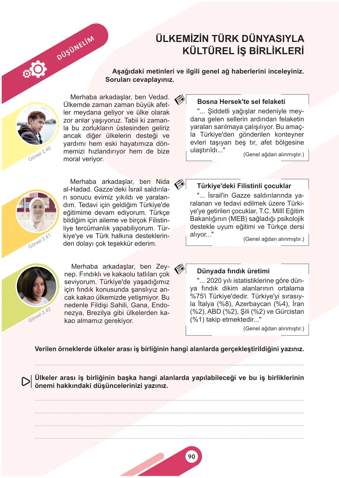 6. Sınıf Sosyal Bilgiler Ders Kitabı Cevapları Meb Yayınları 1. Kitap Sayfa 90