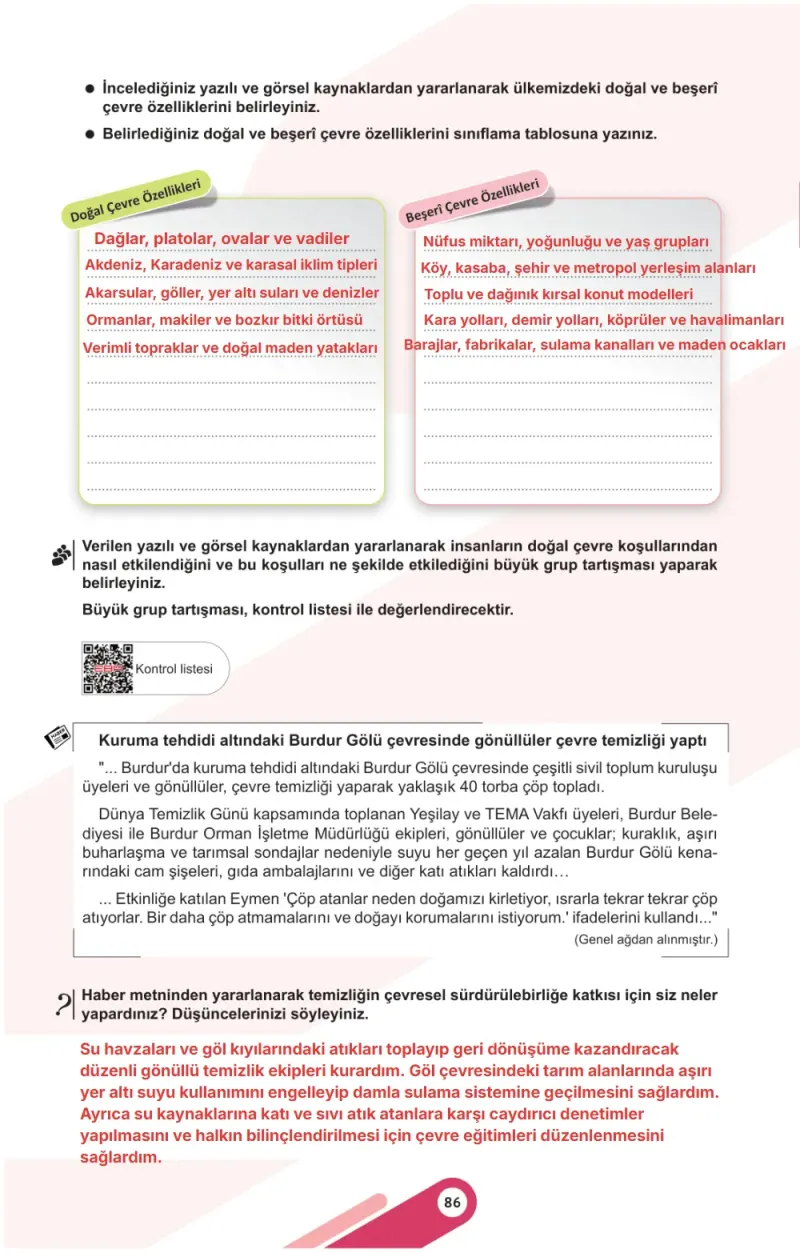 6. Sınıf Sosyal Bilgiler Ders Kitabı Cevapları Meb Yayınları 1. Kitap Sayfa 86 Çözüm Görseli