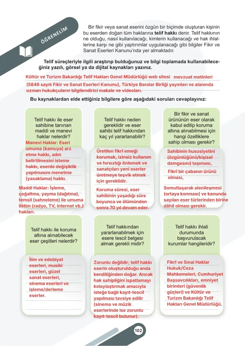 6. Sınıf Sosyal Bilgiler Ders Kitabı Cevapları Meb Yayınları 2. Kitap Sayfa 102 Çözüm Görseli