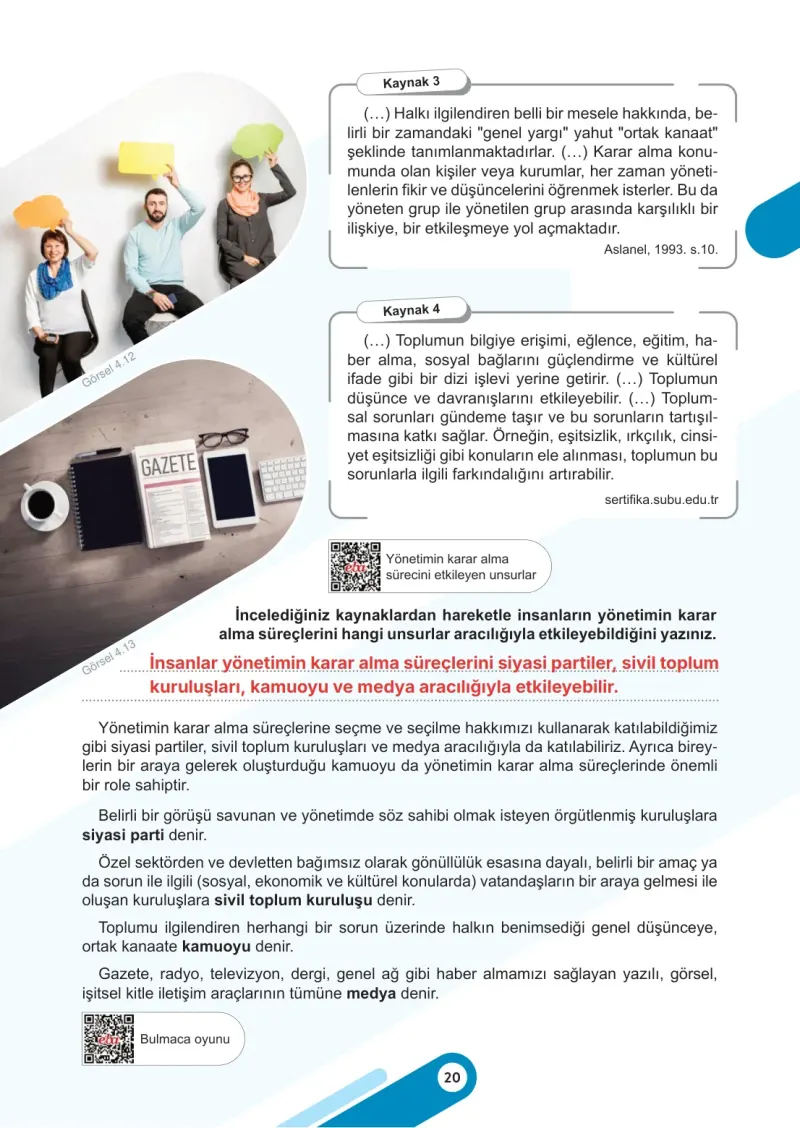 6. Sınıf Sosyal Bilgiler Ders Kitabı Cevapları Meb Yayınları 2. Kitap Sayfa 20 Çözüm Görseli