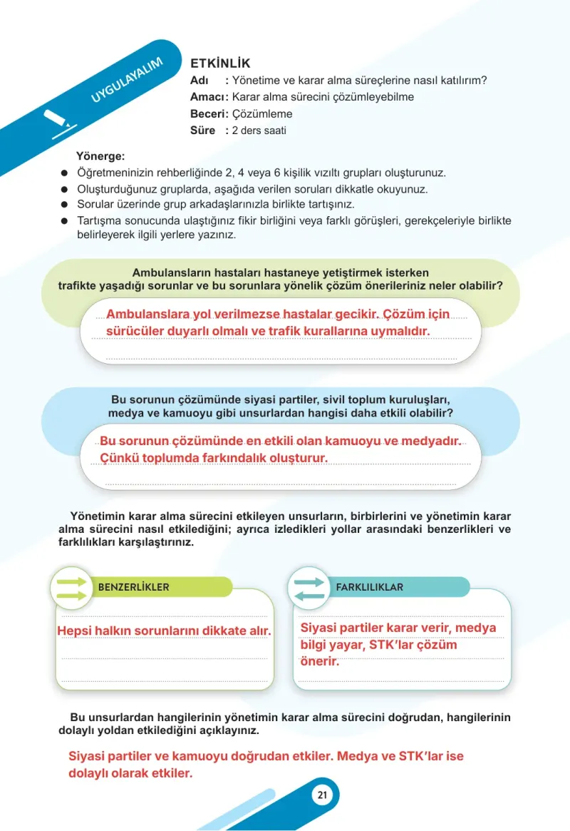 6. Sınıf Sosyal Bilgiler Ders Kitabı Cevapları Meb Yayınları 2. Kitap Sayfa 21 Çözüm Görseli