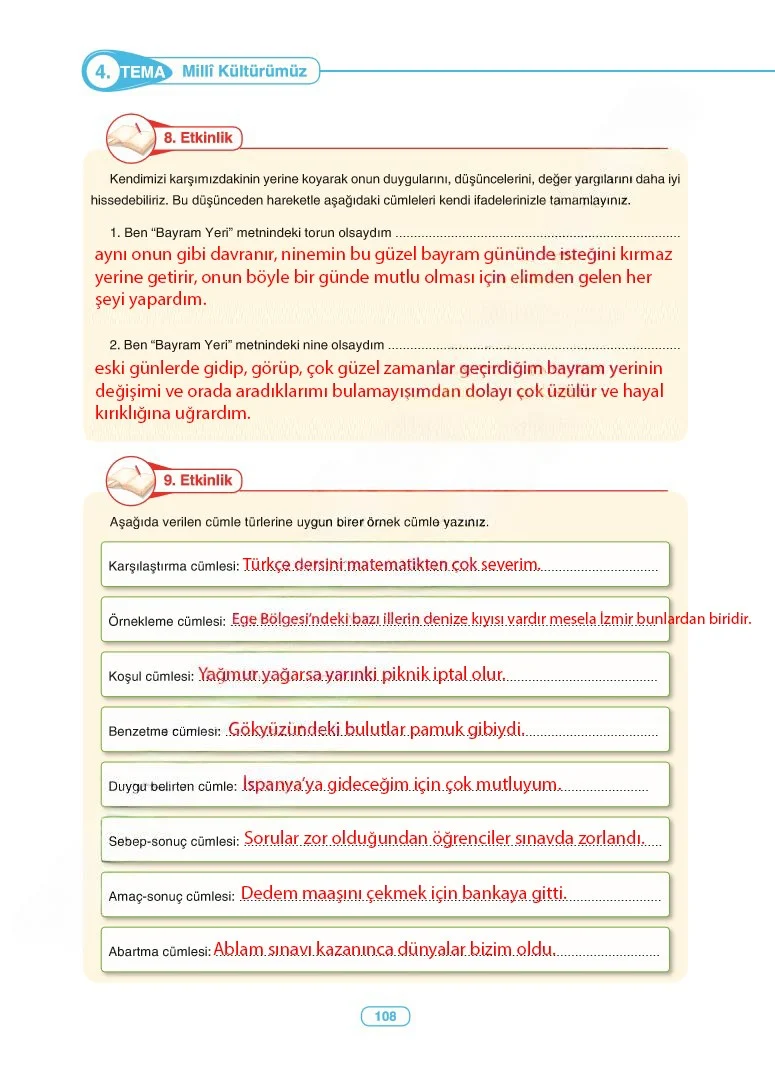 6. Sınıf Türkçe Ders Kitabı Cevapları Anka Yayınları Sayfa 108 Çözüm Görseli