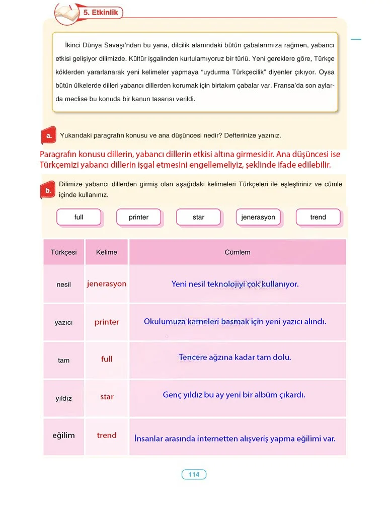 6. Sınıf Türkçe Ders Kitabı Cevapları Anka Yayınları Sayfa 114 Çözüm Görseli