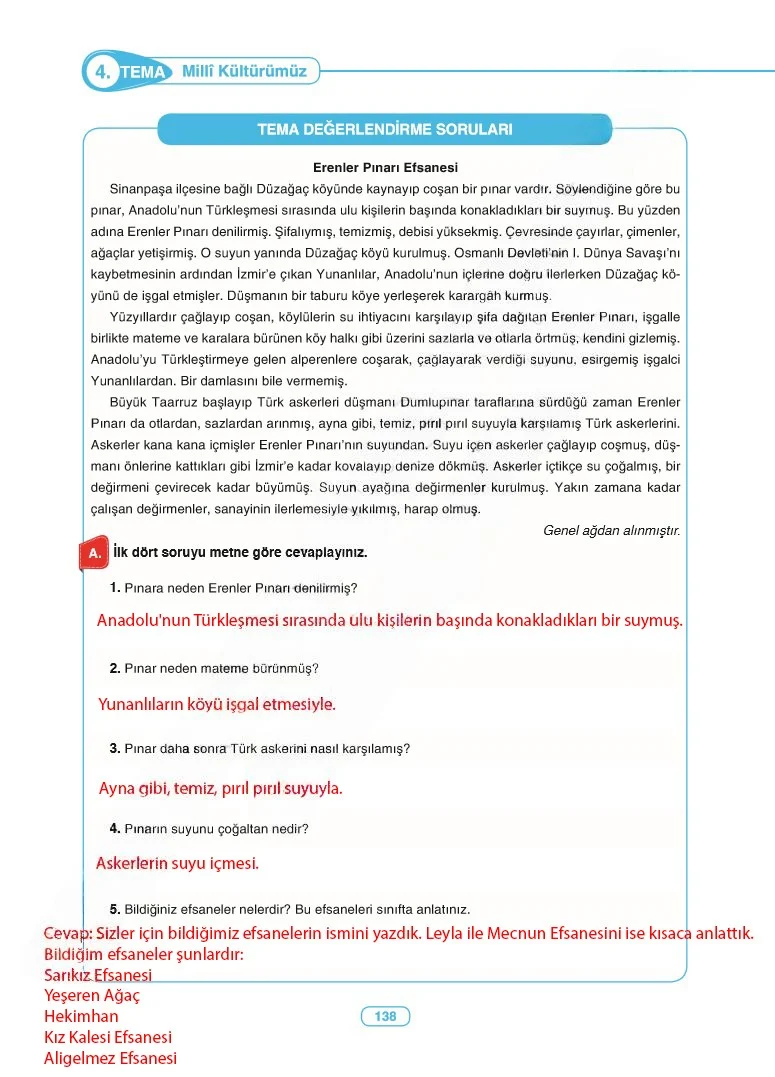 6. Sınıf Türkçe Ders Kitabı Cevapları Anka Yayınları Sayfa 138 Çözüm Görseli