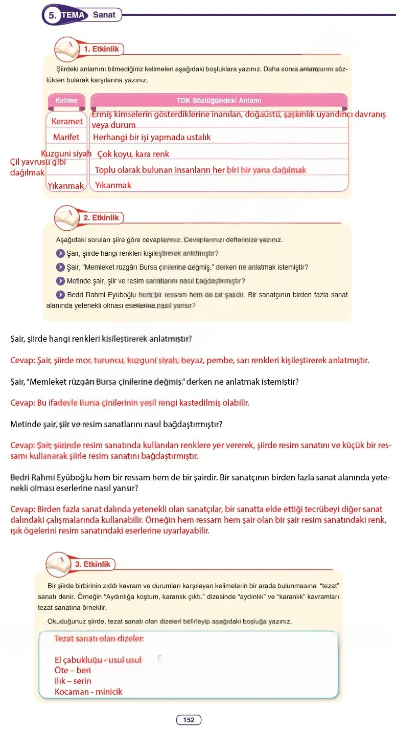 6. Sınıf Türkçe Ders Kitabı Cevapları Anka Yayınları Sayfa 152 Çözüm Görseli