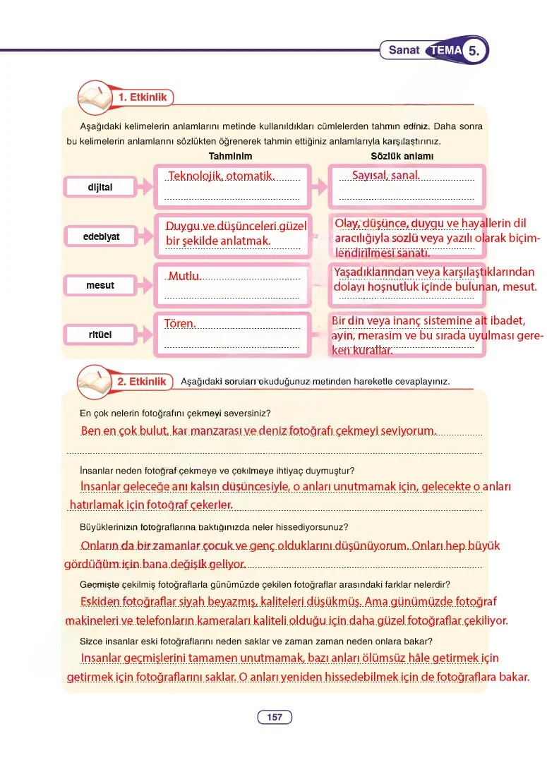6. Sınıf Türkçe Ders Kitabı Cevapları Anka Yayınları Sayfa 157 Çözüm Görseli