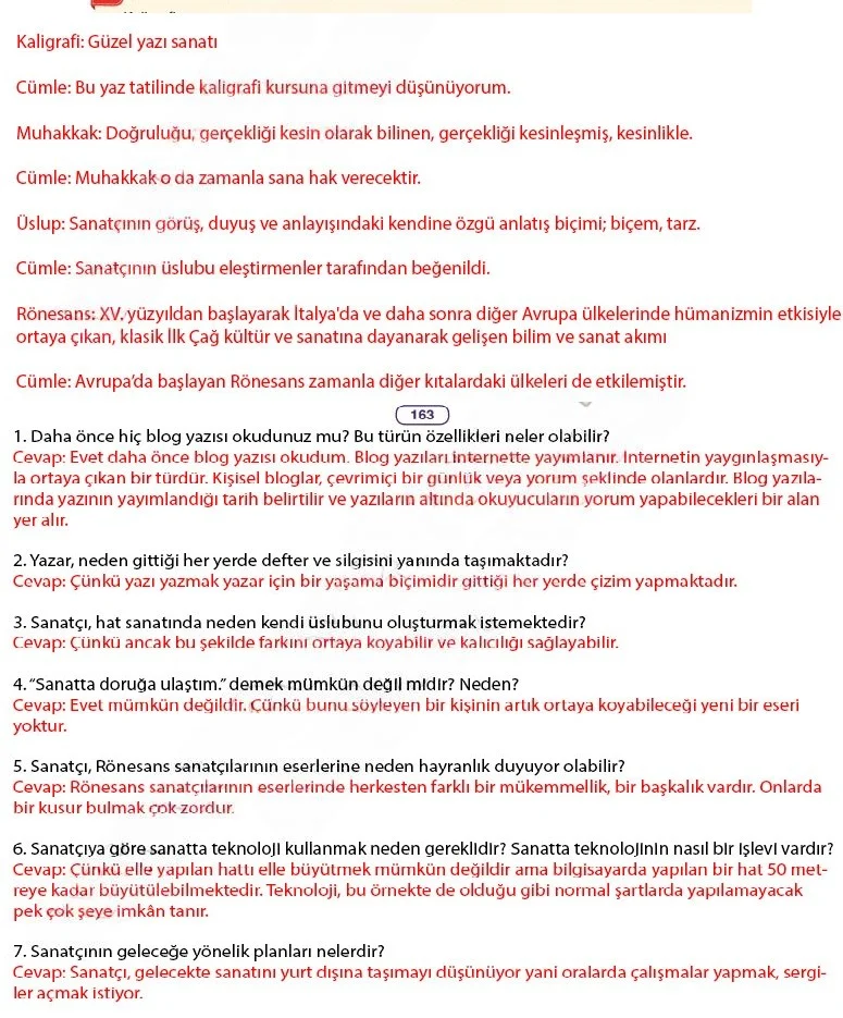 6. Sınıf Türkçe Ders Kitabı Cevapları Anka Yayınları Sayfa 163 Çözüm Görseli