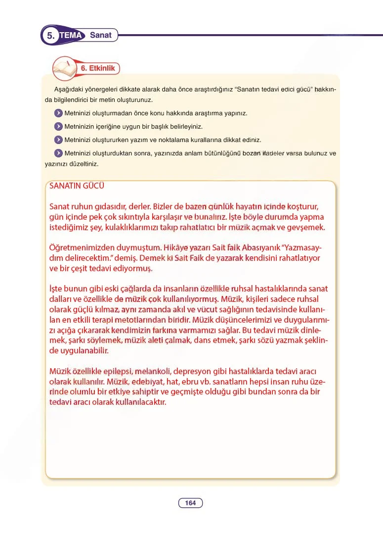 6. Sınıf Türkçe Ders Kitabı Cevapları Anka Yayınları Sayfa 164 Çözüm Görseli