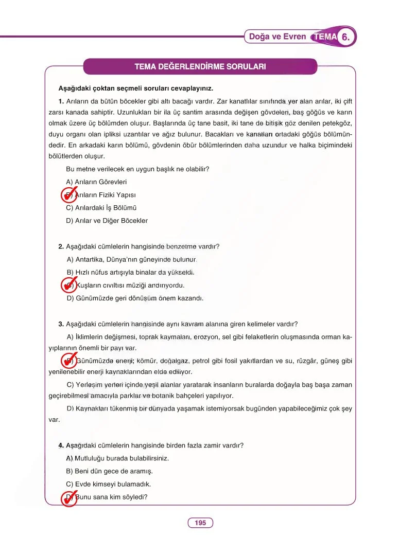 6. Sınıf Türkçe Ders Kitabı Cevapları Anka Yayınları Sayfa 195 Çözüm Görseli