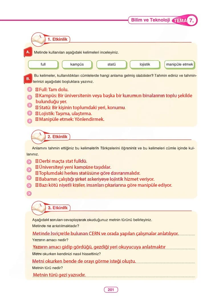 6. Sınıf Türkçe Ders Kitabı Cevapları Anka Yayınları Sayfa 201 Çözüm Görseli