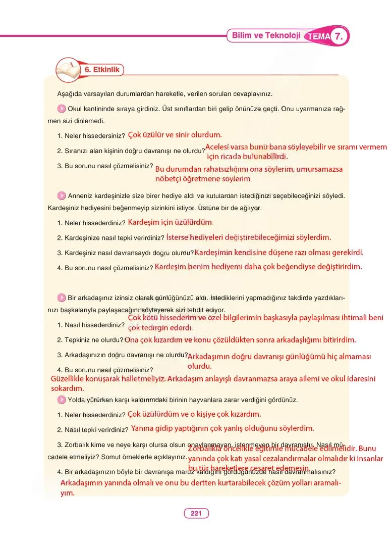 6. Sınıf Türkçe Ders Kitabı Cevapları Anka Yayınları Sayfa 221 Çözüm Görseli
