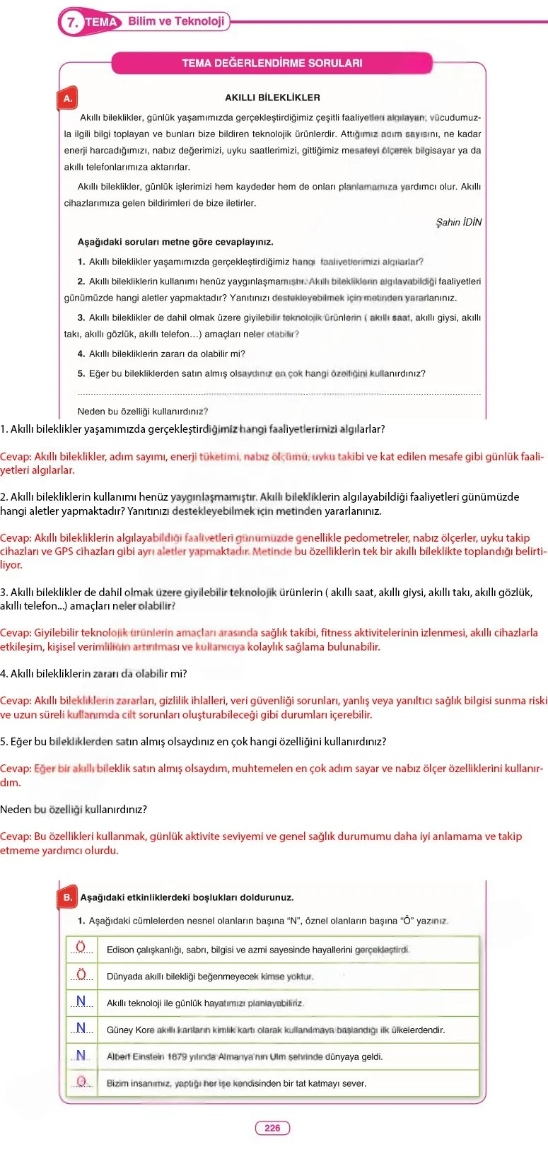 6. Sınıf Türkçe Ders Kitabı Cevapları Anka Yayınları Sayfa 226 Çözüm Görseli
