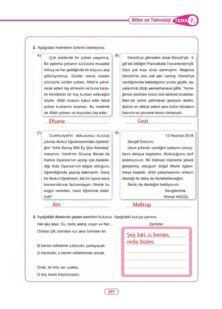 6. Sınıf Türkçe Ders Kitabı Cevapları Anka Yayınları Sayfa 227 Çözüm Görseli