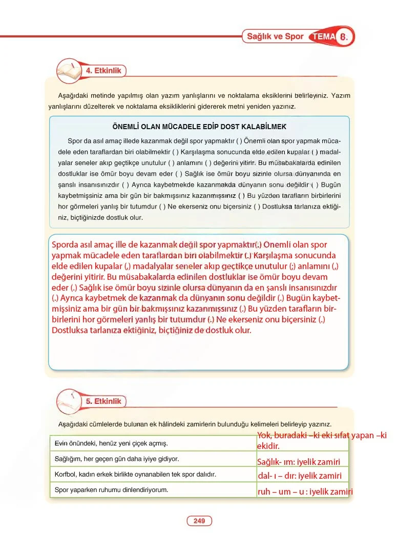 6. Sınıf Türkçe Ders Kitabı Cevapları Anka Yayınları Sayfa 249 Çözüm Görseli