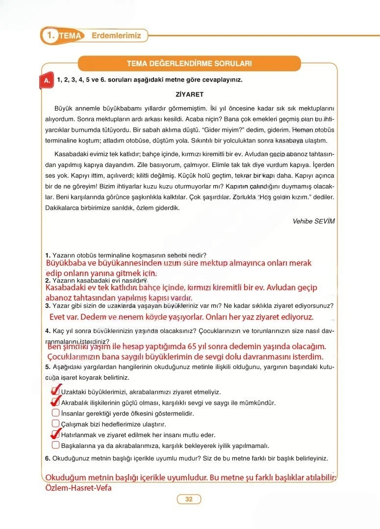 6. Sınıf Türkçe Ders Kitabı Cevapları Anka Yayınları Sayfa 32 Çözüm Görseli