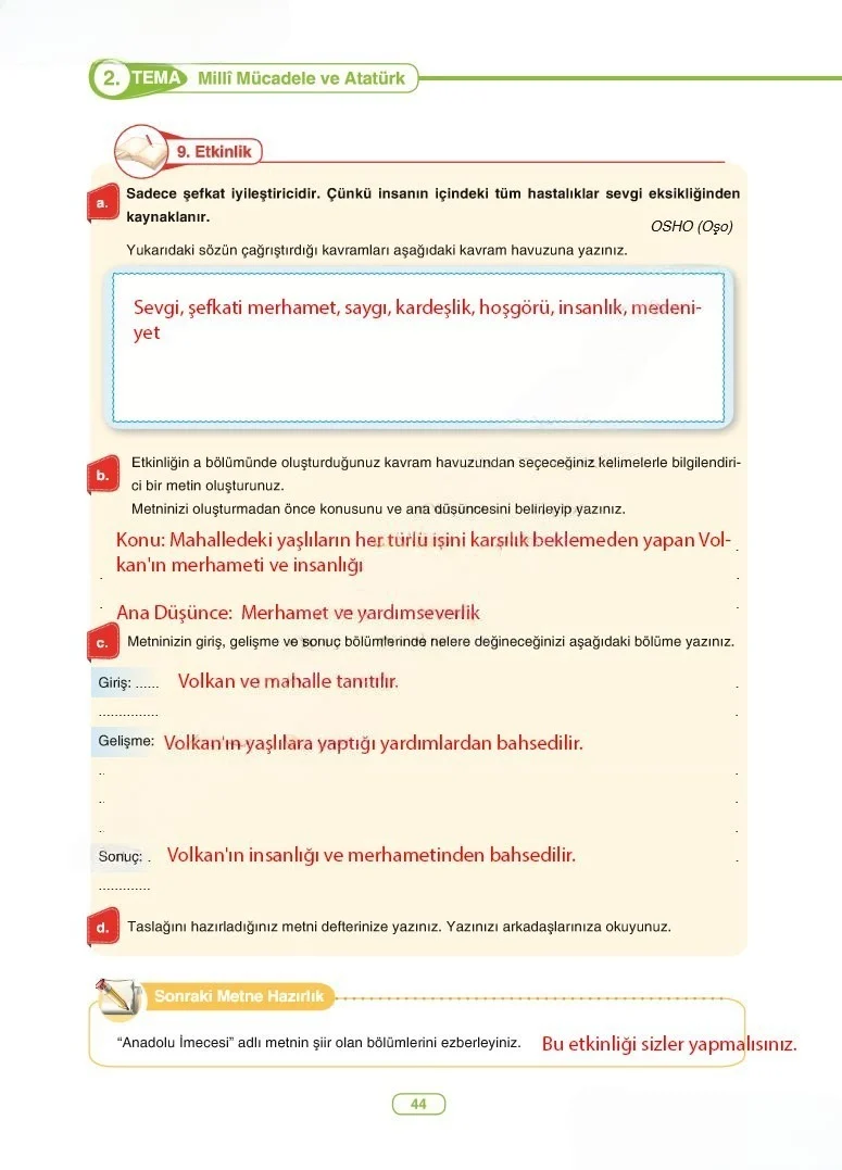 6. Sınıf Türkçe Ders Kitabı Cevapları Anka Yayınları Sayfa 44 Çözüm Görseli