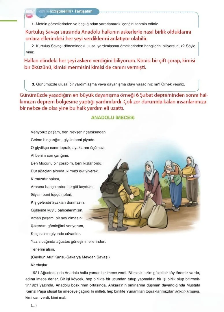 6. Sınıf Türkçe Ders Kitabı Cevapları Anka Yayınları Sayfa 45 Çözüm Görseli