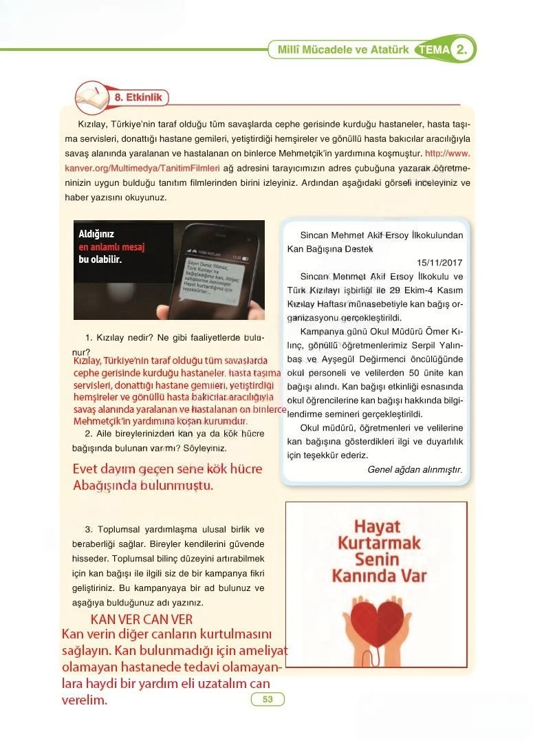 6. Sınıf Türkçe Ders Kitabı Cevapları Anka Yayınları Sayfa 53 Çözüm Görseli