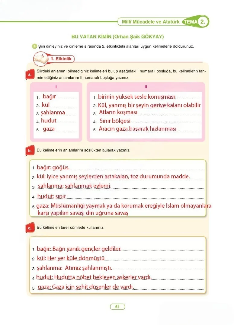 6. Sınıf Türkçe Ders Kitabı Cevapları Anka Yayınları Sayfa 61 Çözüm Görseli