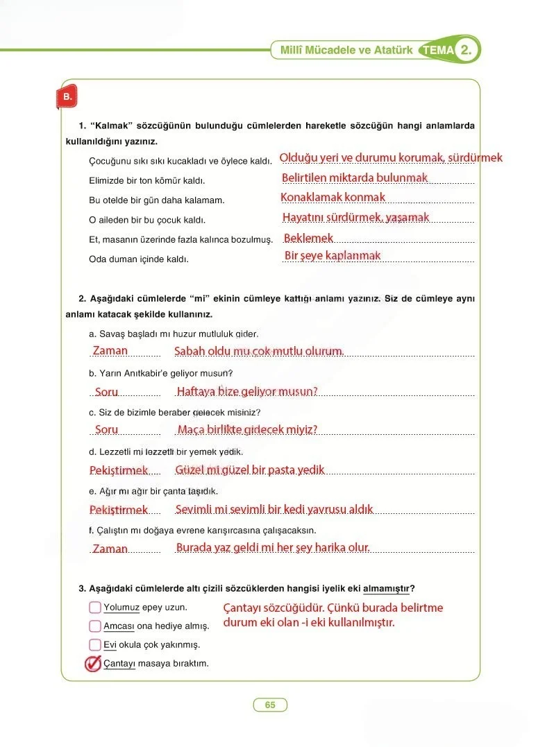 6. Sınıf Türkçe Ders Kitabı Cevapları Anka Yayınları Sayfa 65 Çözüm Görseli