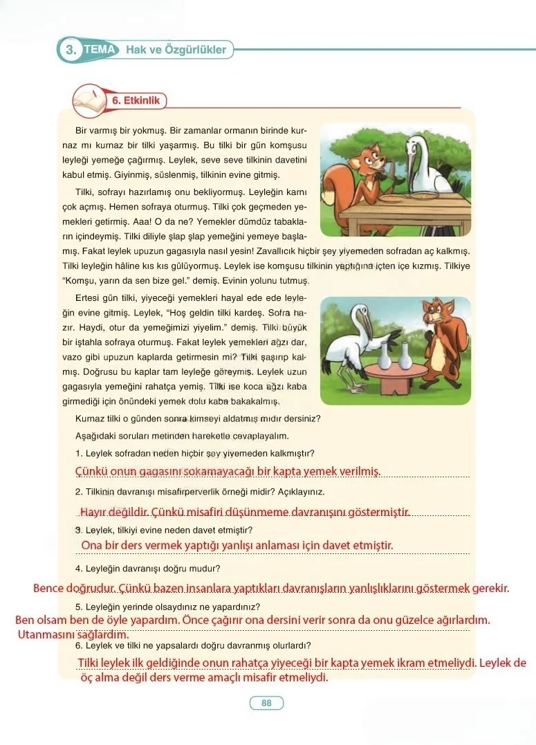 6. Sınıf Türkçe Ders Kitabı Cevapları Anka Yayınları Sayfa 88 Çözüm Görseli