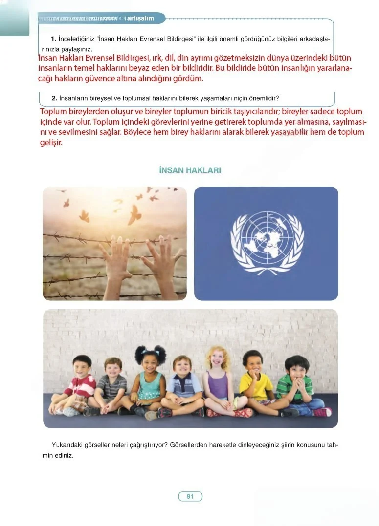 6. Sınıf Türkçe Ders Kitabı Cevapları Anka Yayınları Sayfa 91 Çözüm Görseli