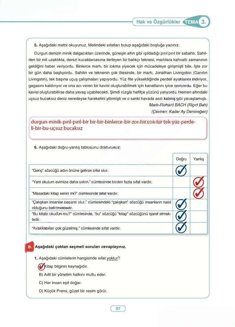 6. Sınıf Türkçe Ders Kitabı Cevapları Anka Yayınları Sayfa 97 Çözüm Görseli