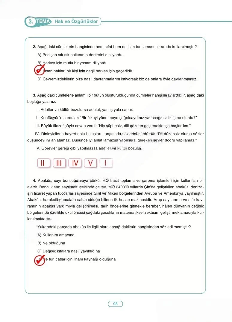 6. Sınıf Türkçe Ders Kitabı Cevapları Anka Yayınları Sayfa 98 Çözüm Görseli