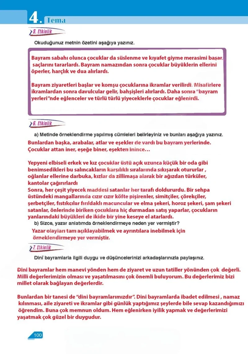 6. Sınıf Türkçe Ders Kitabı Cevapları Ata Yayınları Sayfa 100 Çözüm Görseli