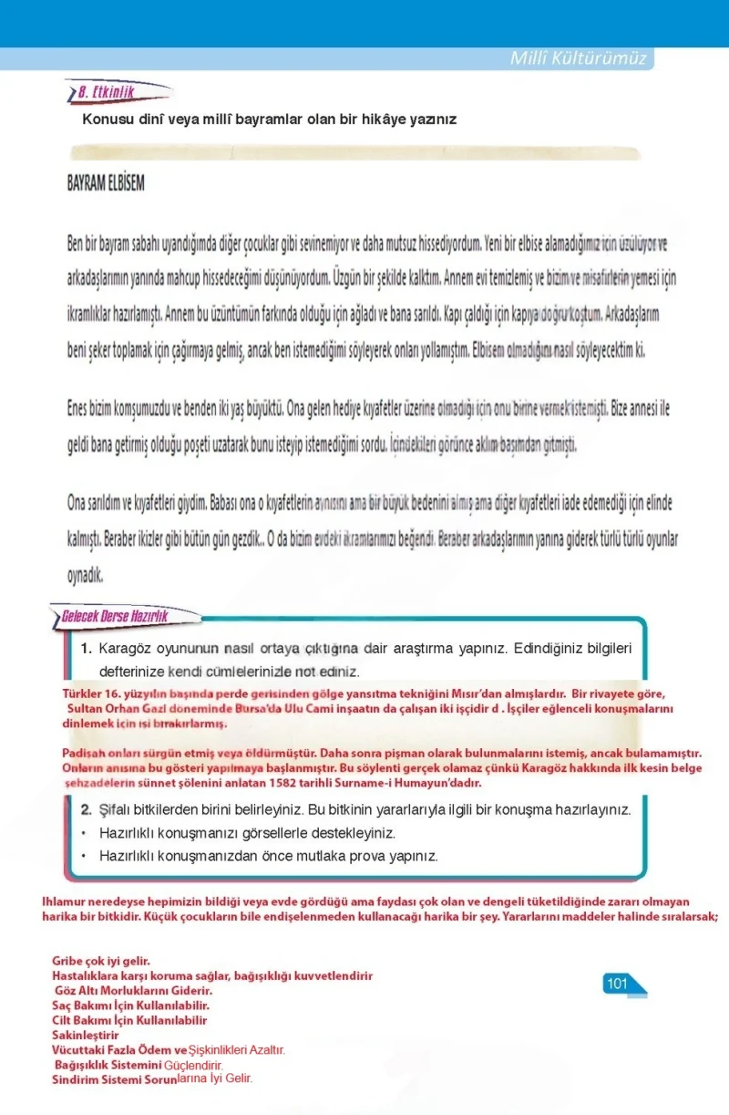 6. Sınıf Türkçe Ders Kitabı Cevapları Ata Yayınları Sayfa 101 Çözüm Görseli