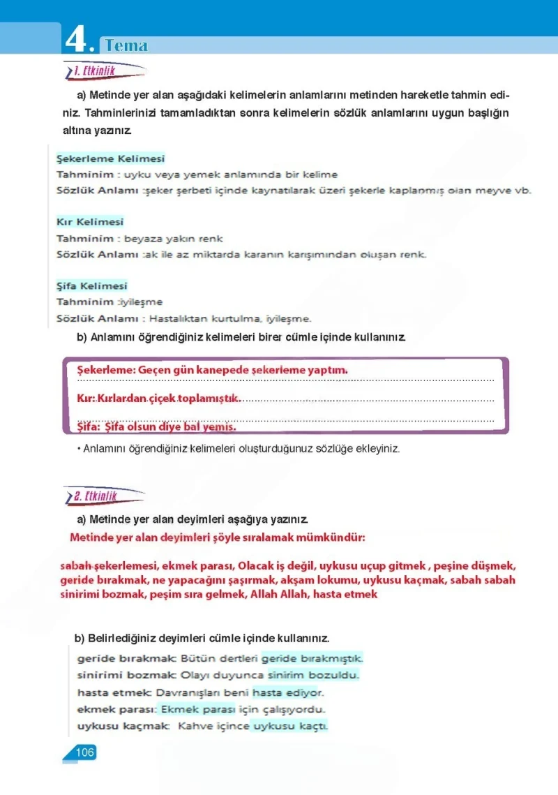6. Sınıf Türkçe Ders Kitabı Cevapları Ata Yayınları Sayfa 106 Çözüm Görseli