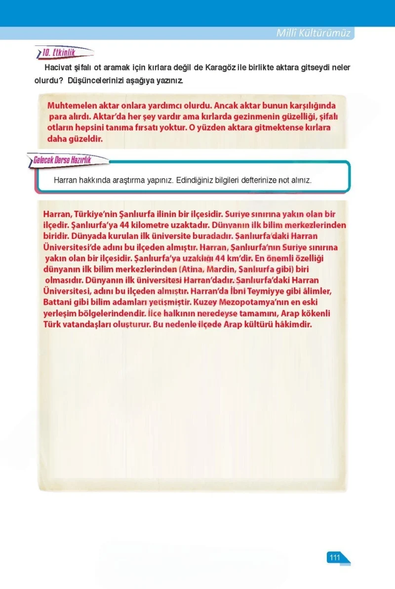 6. Sınıf Türkçe Ders Kitabı Cevapları Ata Yayınları Sayfa 111 Çözüm Görseli