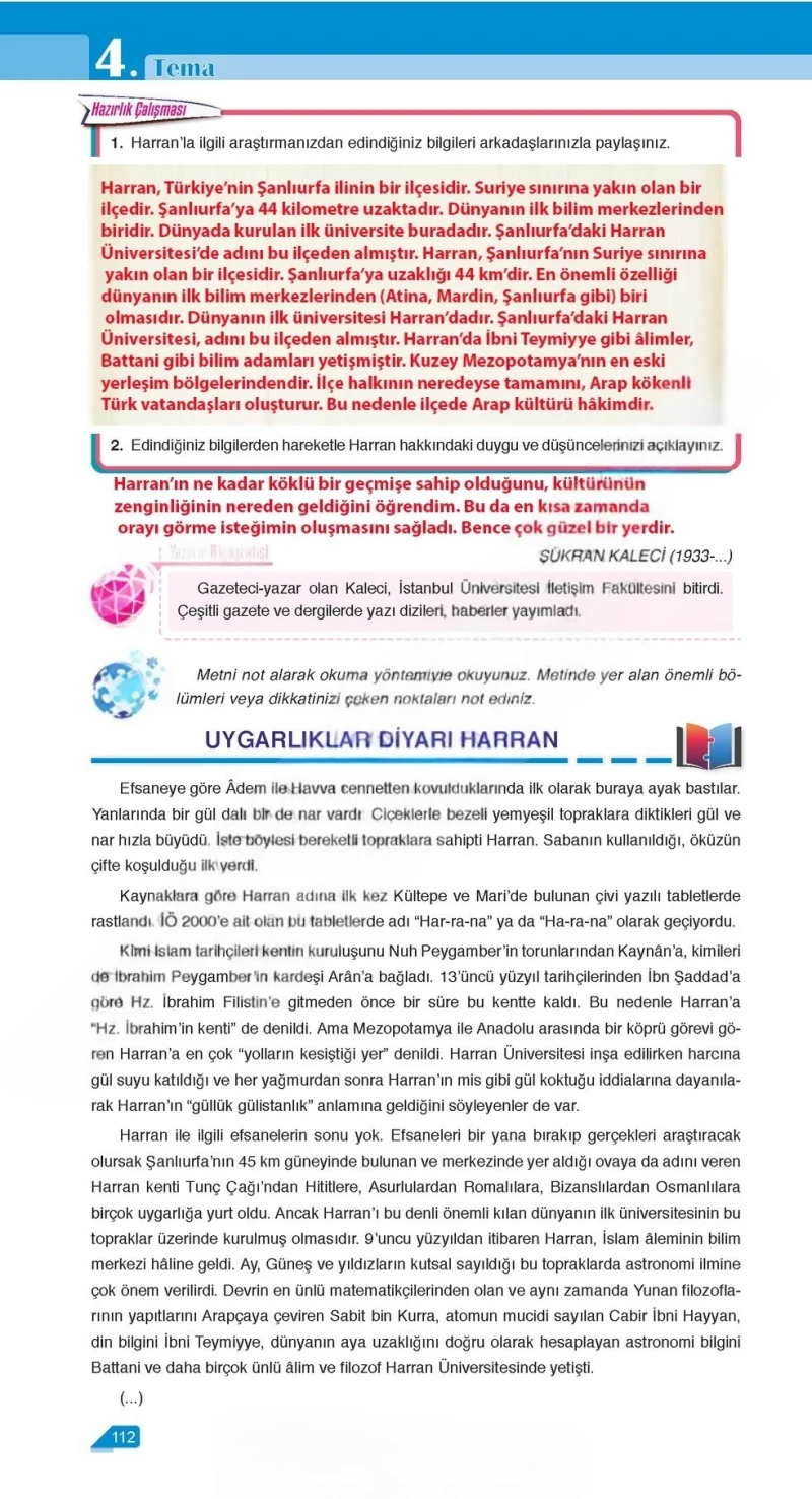 6. Sınıf Türkçe Ders Kitabı Cevapları Ata Yayınları Sayfa 112 Çözüm Görseli