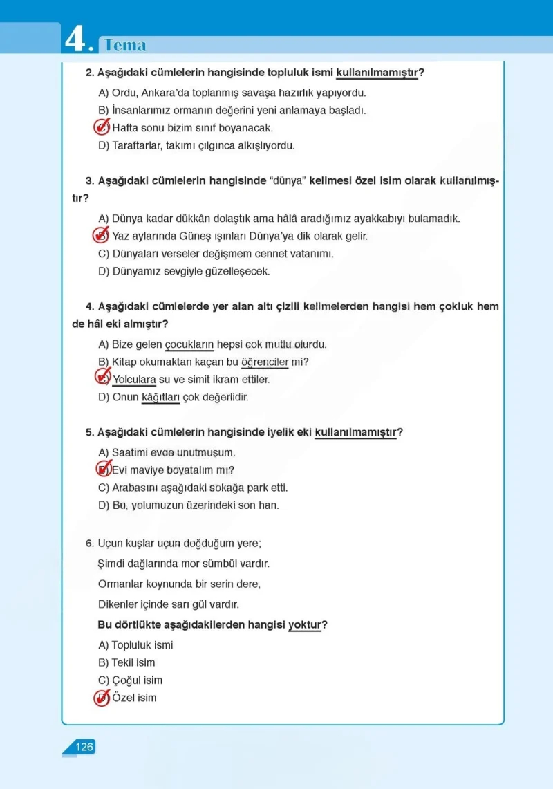 6. Sınıf Türkçe Ders Kitabı Cevapları Ata Yayınları Sayfa 126 Çözüm Görseli