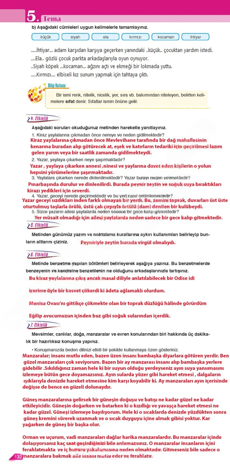 6. Sınıf Türkçe Ders Kitabı Cevapları Ata Yayınları Sayfa 132 Çözüm Görseli