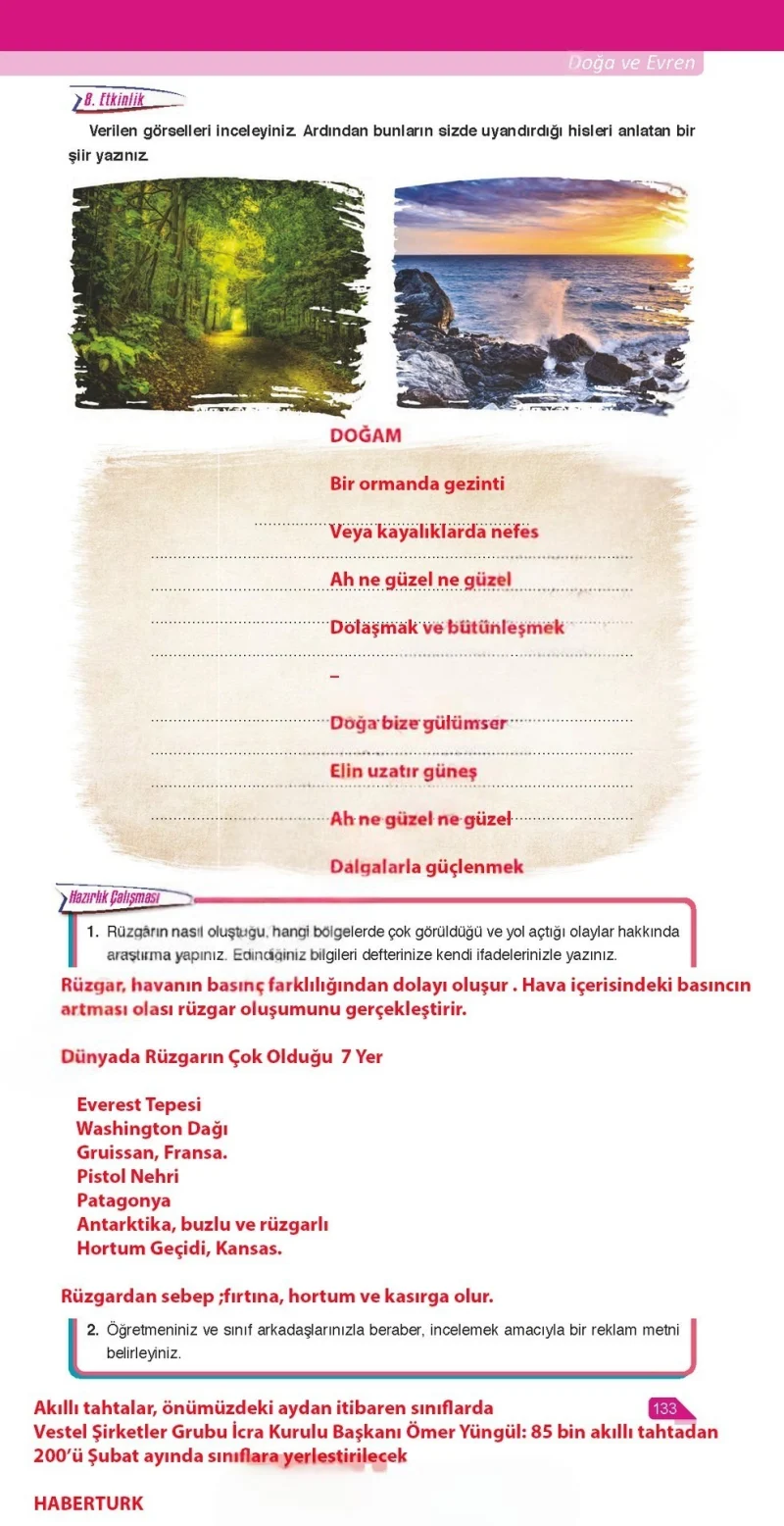 6. Sınıf Türkçe Ders Kitabı Cevapları Ata Yayınları Sayfa 133 Çözüm Görseli