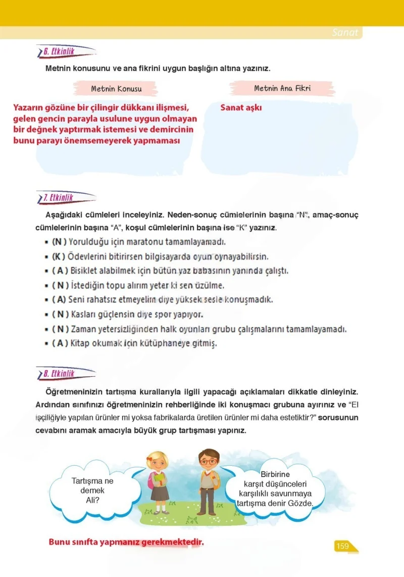 6. Sınıf Türkçe Ders Kitabı Cevapları Ata Yayınları Sayfa 159 Çözüm Görseli
