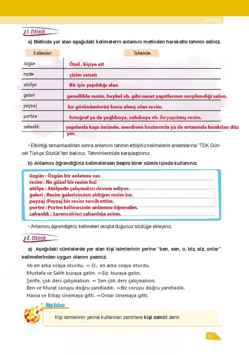 6. Sınıf Türkçe Ders Kitabı Cevapları Ata Yayınları Sayfa 167 Çözüm Görseli