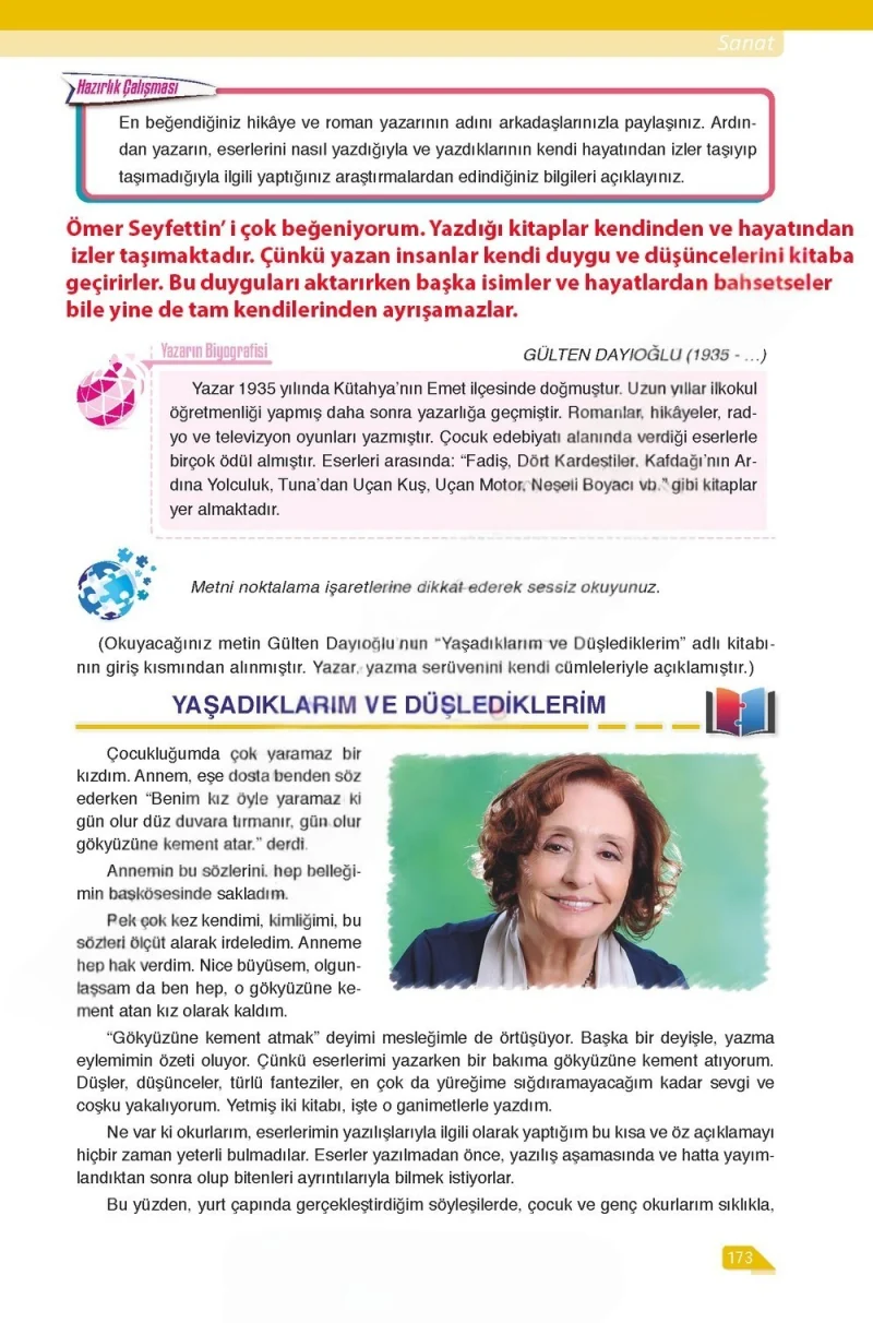 6. Sınıf Türkçe Ders Kitabı Cevapları Ata Yayınları Sayfa 173 Çözüm Görseli