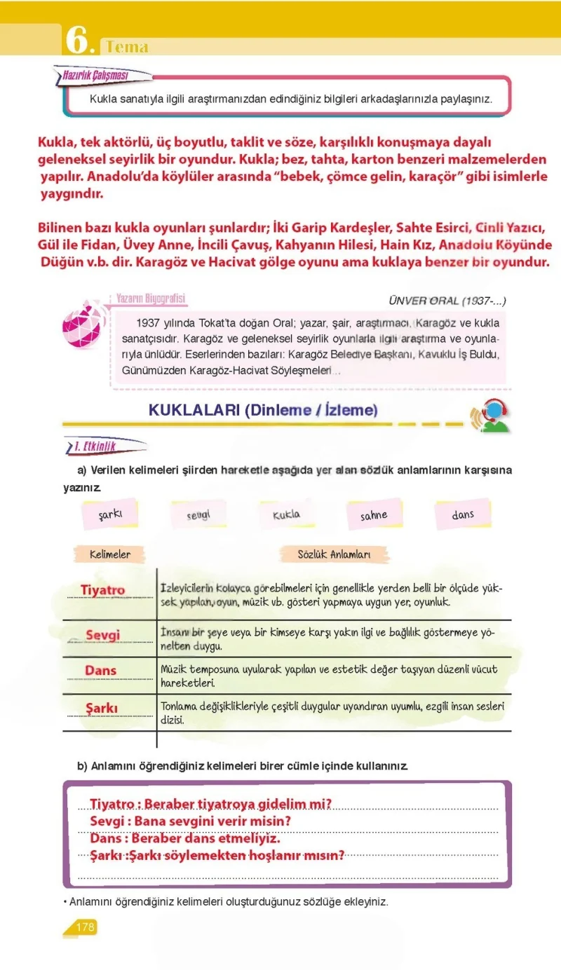 6. Sınıf Türkçe Ders Kitabı Cevapları Ata Yayınları Sayfa 178 Çözüm Görseli