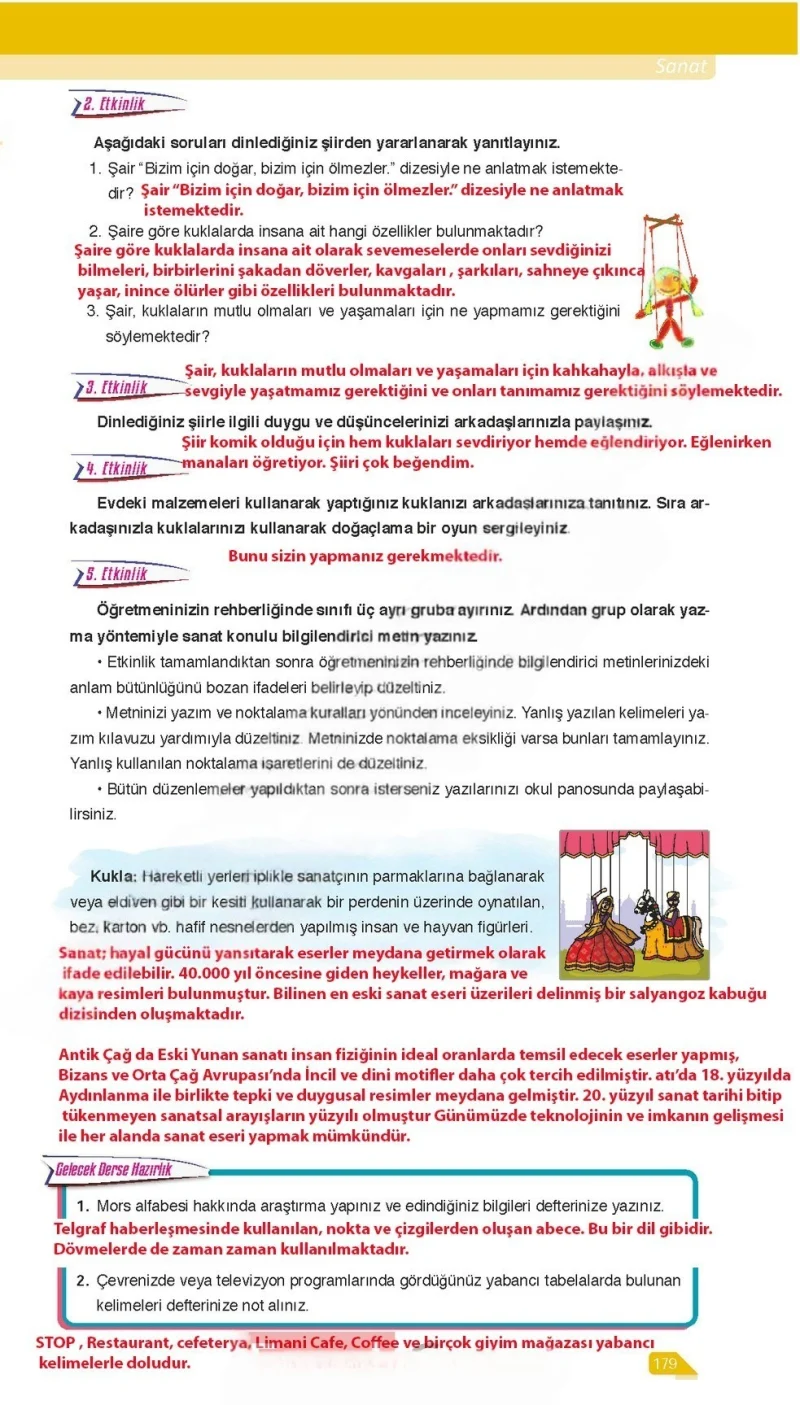 6. Sınıf Türkçe Ders Kitabı Cevapları Ata Yayınları Sayfa 179 Çözüm Görseli