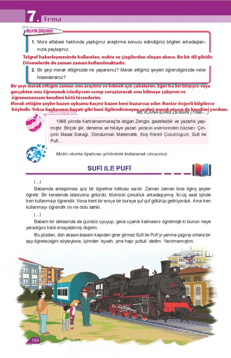 6. Sınıf Türkçe Ders Kitabı Cevapları Ata Yayınları Sayfa 184 Çözüm Görseli