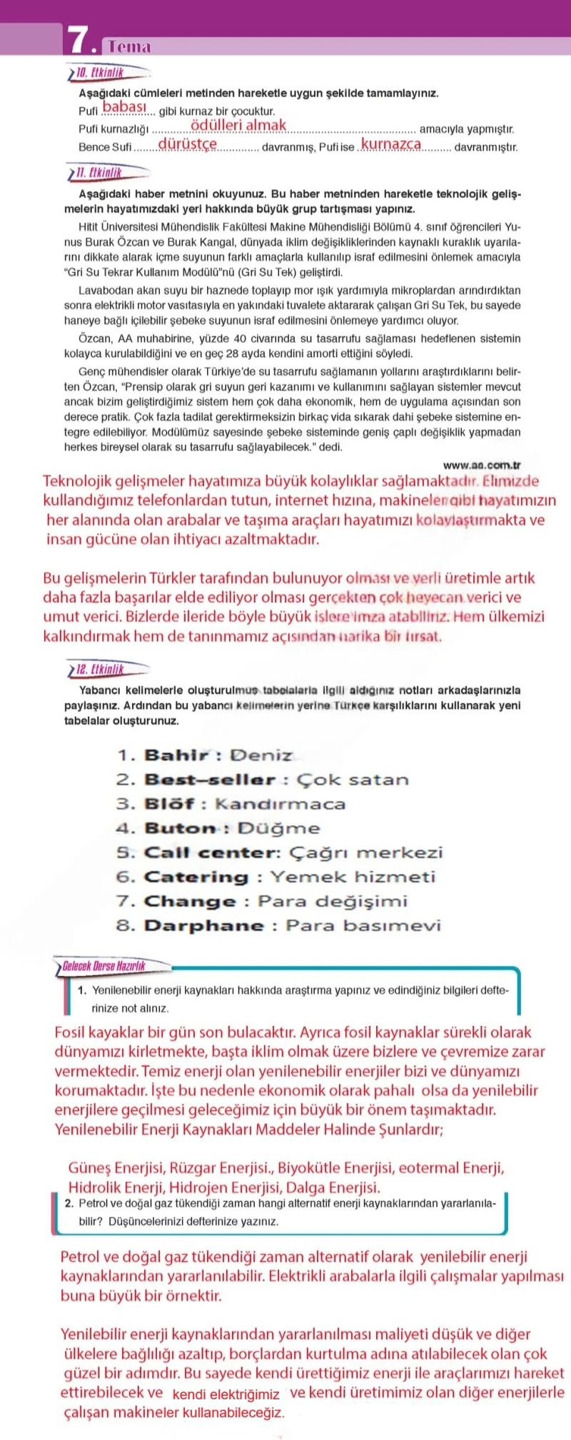 6. Sınıf Türkçe Ders Kitabı Cevapları Ata Yayınları Sayfa 190 Çözüm Görseli